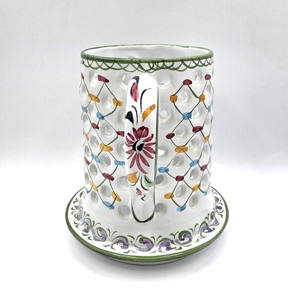 Hand Painted Taper Candle Holder R.C. & Cal Juncal Porto da Mos Ceramic Portugal - Picture 2 of 10
